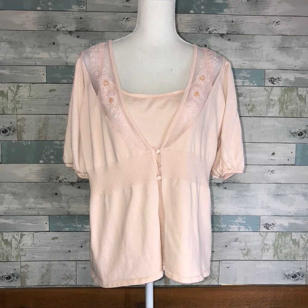 Pink beaded twin sweater set #504